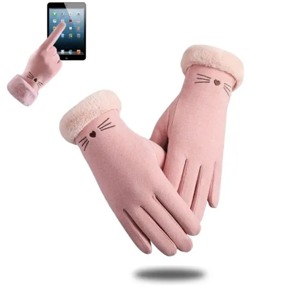 Pink_Windproof_Cold_Resistant_Warm_Snuggle_Season_Gloves_For_Women