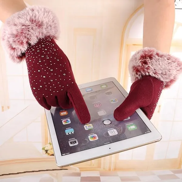 Maroon_Cold_Weather_Windproof_Covered_Finger_Faux_Fur_On_The_Inner_Gloves_For_Women