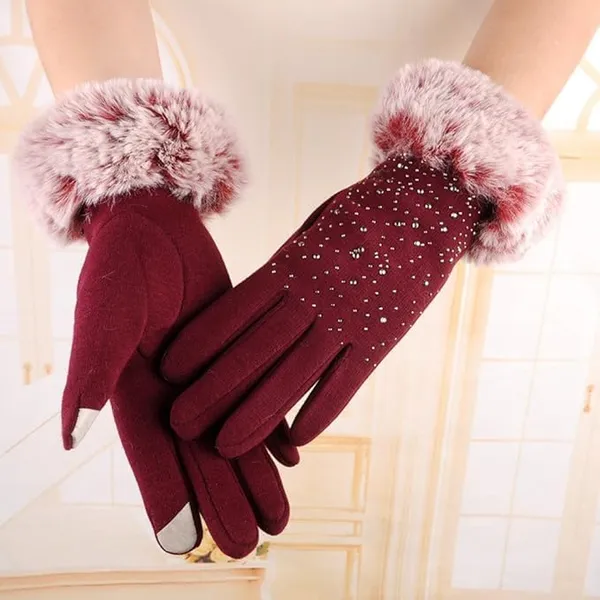 Maroon_Cold_Weather_Windproof_Covered_Finger_Faux_Fur_On_The_Inner_Gloves_For_Women