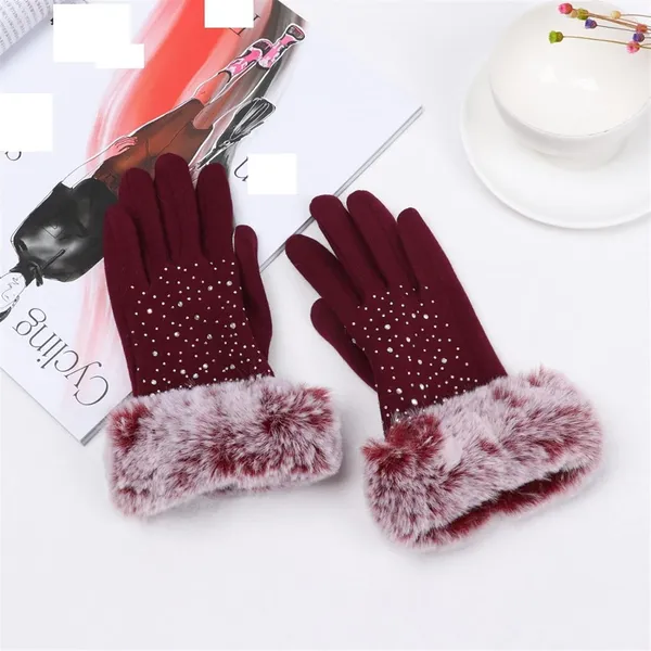 Maroon_Cold_Weather_Windproof_Covered_Finger_Faux_Fur_On_The_Inner_Gloves_For_Women