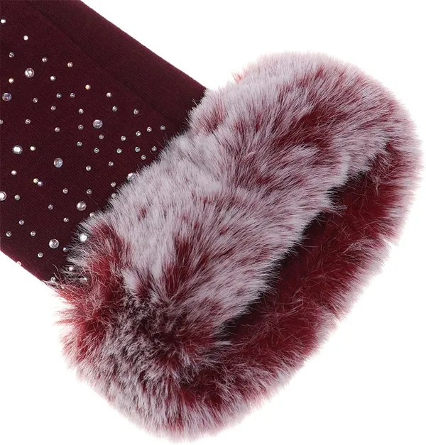 Maroon_Cold_Weather_Windproof_Covered_Finger_Faux_Fur_On_The_Inner_Gloves_For_Women
