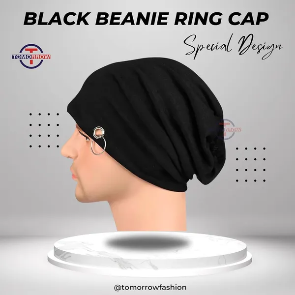 Black_Ring_Knitted_Cotton_Slouchy_Beanie_Cap