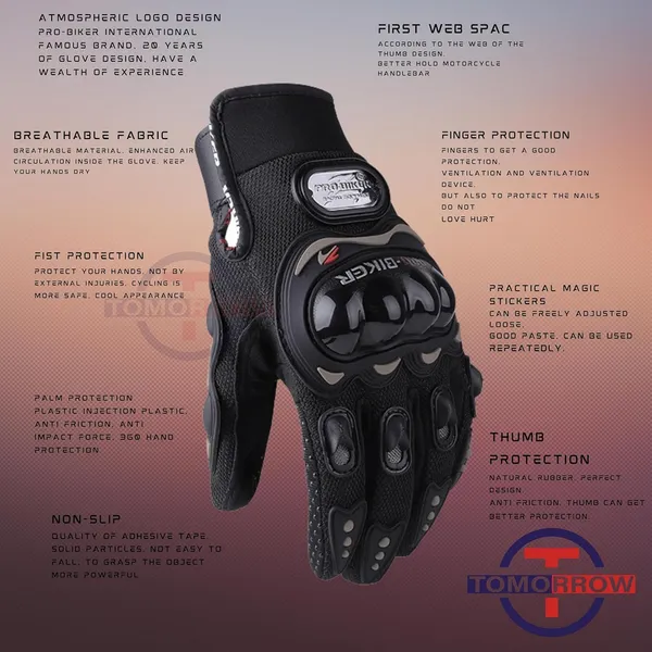 Black_Pro-Biker_Racing_Gloves_Full_Finger