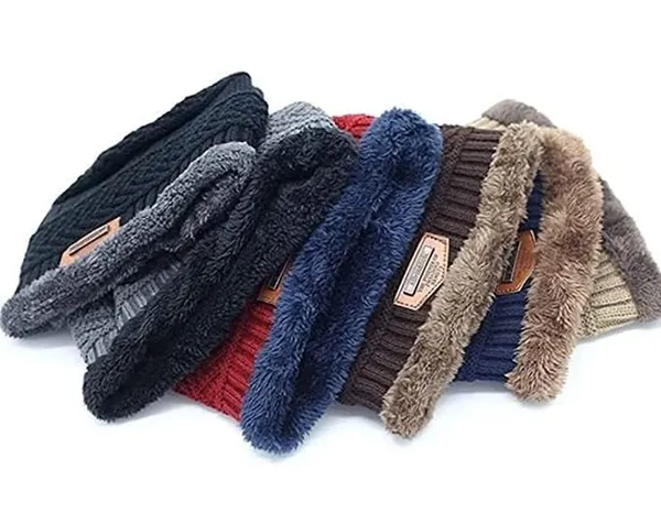 Black_Winter_Wool_Beanie_Cap_With_Neck_Muffler_For_Boy_&_Girls