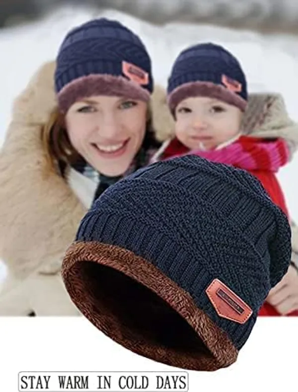 Navy_Blue_Winter_Wool_Beanie_Cap_With_Neck_Muffler_For_Boy_&_Girls