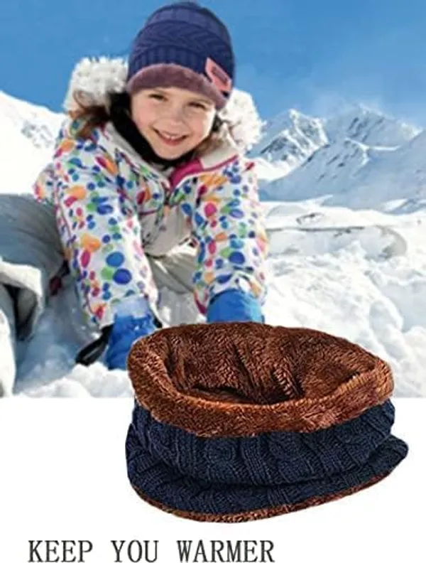 Navy_Blue_Winter_Wool_Beanie_Cap_With_Neck_Muffler_For_Boy_&_Girls