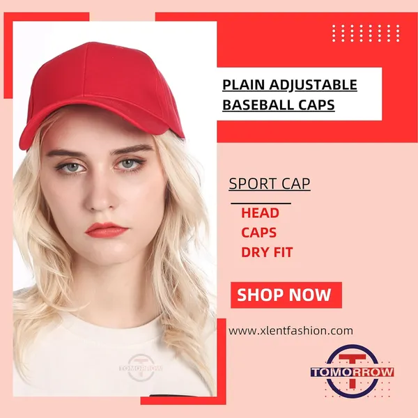 Red_Plain_Adjustable_Baseball_Caps_For_Womens