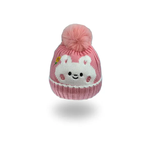 Pink_Kids_Winter_Slouch_Hat_With_Pom_Pom
