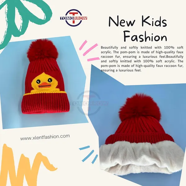 Red_Kids_Winter_Slouch_Hat_With_Pom_Pom
