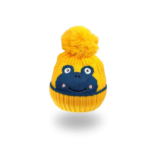 Yellow_Kids_Winter_Slouch_Hat_With_Pom_Pom