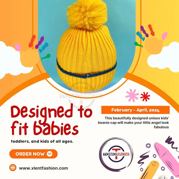 Yellow_Kids_Winter_Slouch_Hat_With_Pom_Pom