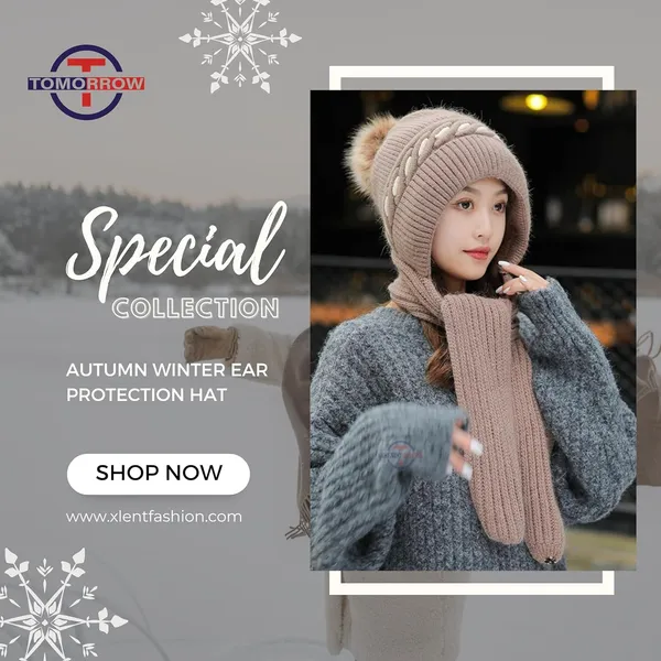 Chocolate_Winter_Knit_Beanie_Hat_Scarf_Set_With_Pom_Pom