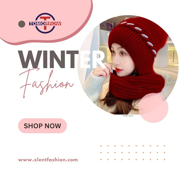 Red_Winter_Knit_Beanie_Hat_Scarf_Set_With_Pom_Pom