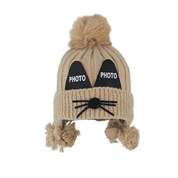 Camel_Knitted_Pom-Pom_Cap_With_Faux_Raccoon_Fur_For_Boys_And_Girls