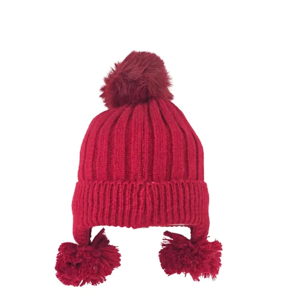 Maroon_Knitted_Pom-Pom_Cap_With_Faux_Raccoon_Fur_For_Boys_And_Girls