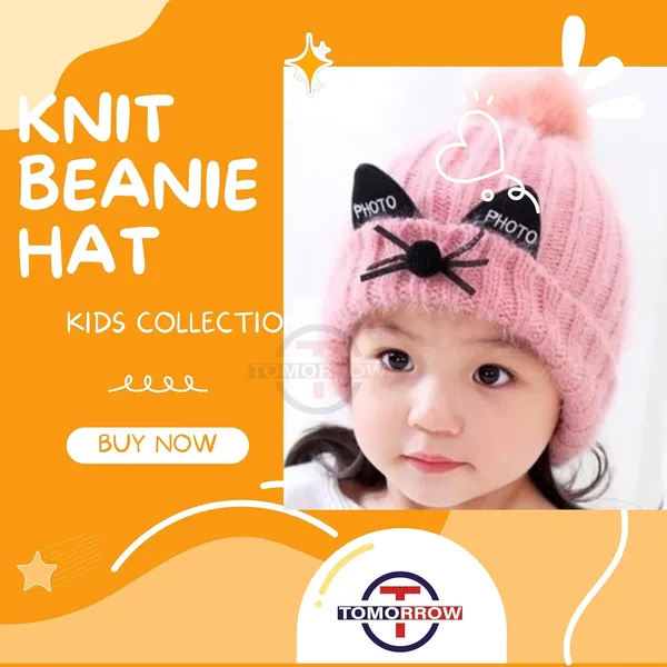 Red_Knitted_Pom-Pom_Cap_With_Faux_Raccoon_Fur_For_Boys_And_Girls