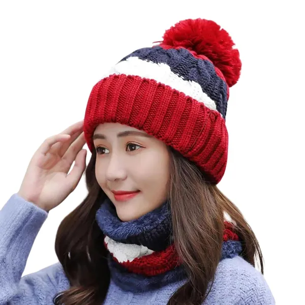 Red_Warm_Headwear_With_Ear_&_Neck_Cover_Winter_Beanie_Hat_Scarf_Set_For_Women_&_Men