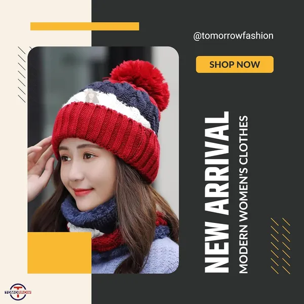 Red_Warm_Headwear_With_Ear_&_Neck_Cover_Winter_Beanie_Hat_Scarf_Set_For_Women_&_Men