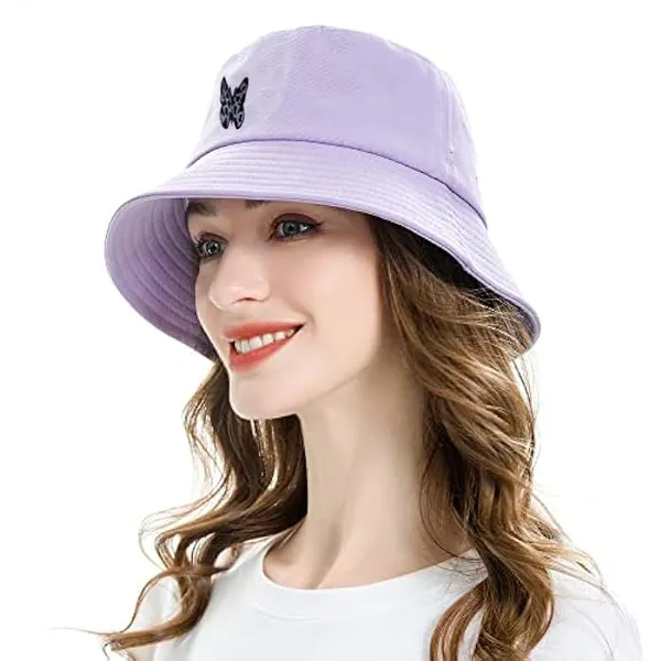 White_Butterfly_Pattern_Bucket_Hat_For_Women