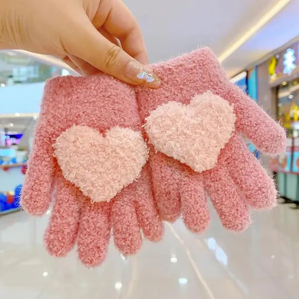 Red_Warm_Faux_Wool_Thermal_Gloves_With_Car_Pattern_Ideal_For_Boy_And_Girls