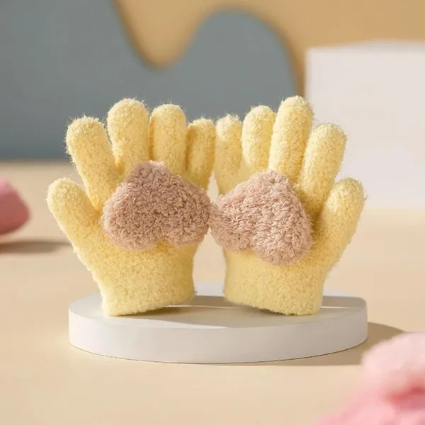 Yellow_Warm_Faux_Wool_Thermal_Gloves_With_Car_Pattern_Ideal_For_Boy_And_Girls