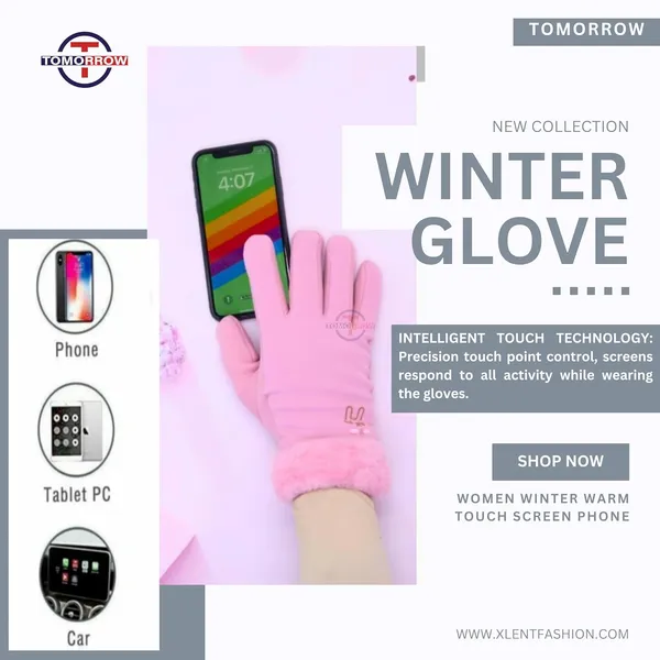 Pink_Touchscreen_Compatibility_Fashionable_And_Warm_Gloves_For_Women_And_Girls