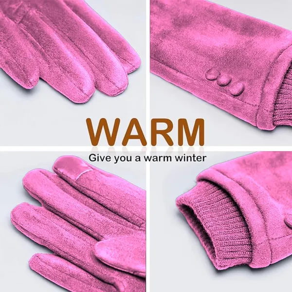 Pink_Cold_Weather_Suede_Gloves_With_Plush_Lining,_Touchscreen_Technology,_And_Elegant_Three-Button_Design_For_Women