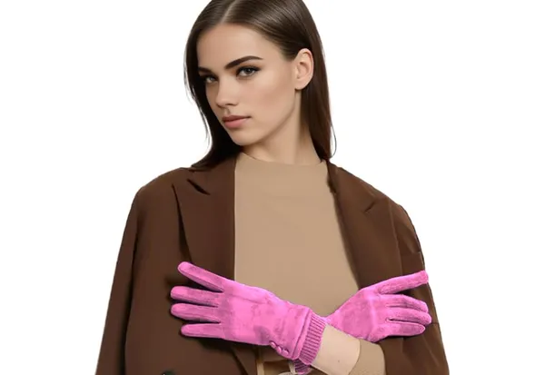 Pink_Cold_Weather_Suede_Gloves_With_Plush_Lining,_Touchscreen_Technology,_And_Elegant_Three-Button_Design_For_Women