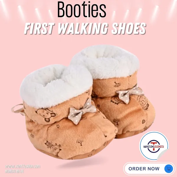Brown_Ankle_Length,_Inner_Fleece,_Knot_Closure_Baby_Bootie_Shoes