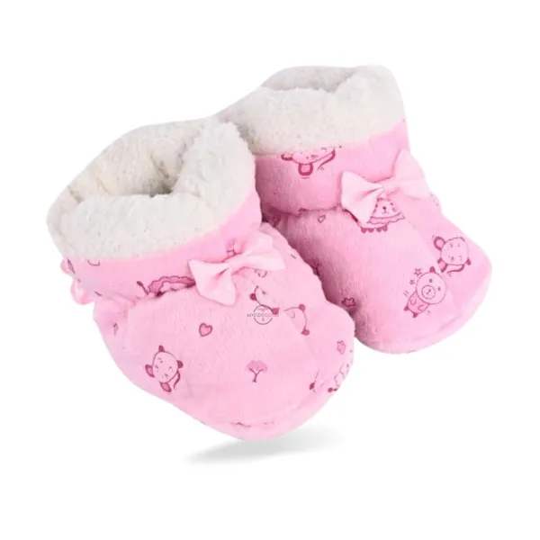 Pink_Ankle_Length,_Inner_Fleece,_Knot_Closure_Baby_Bootie_Shoes