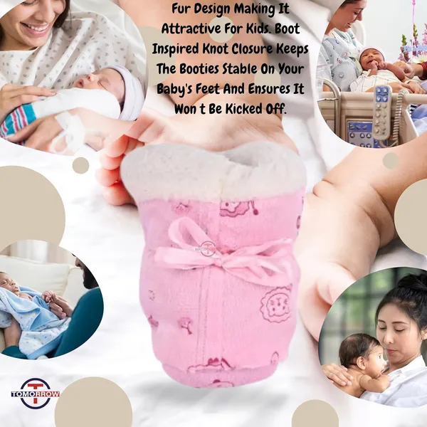 Pink_Ankle_Length,_Inner_Fleece,_Knot_Closure_Baby_Bootie_Shoes