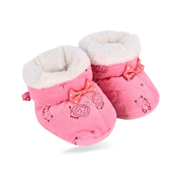 Rose_Pink_Ankle_Length,_Inner_Fleece,_Knot_Closure_Baby_Bootie_Shoes