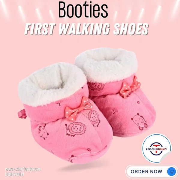 Rose_Pink_Ankle_Length,_Inner_Fleece,_Knot_Closure_Baby_Bootie_Shoes
