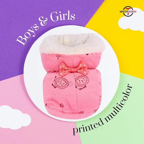 Rose_Pink_Ankle_Length,_Inner_Fleece,_Knot_Closure_Baby_Bootie_Shoes