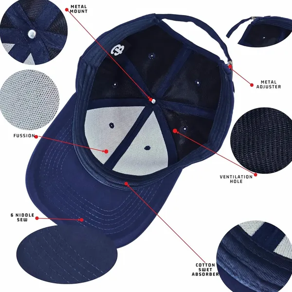 Navy_Adjustable_Baseball_Cap_|_Unisex_Cotton_Snapback_Trucker_Hat_With_Sun_Protection