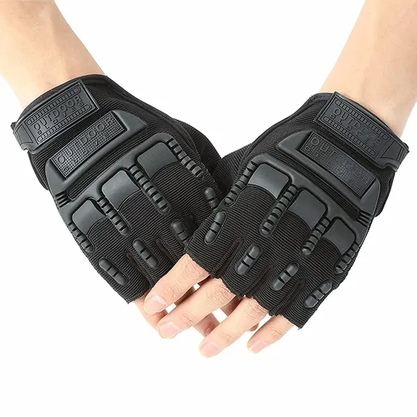 Black_Hard_Shell_Knuckle_Protection_Comfortable_Half_Finger_Design_Style_With_Rubber_Non-Slip_Grip_Durable_Padding_Biker_Gloves_For_Men_And_Women