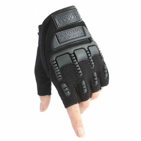 Black_Hard_Shell_Knuckle_Protection_Comfortable_Half_Finger_Design_Style_With_Rubber_Non-Slip_Grip_Durable_Padding_Biker_Gloves_For_Men_And_Women