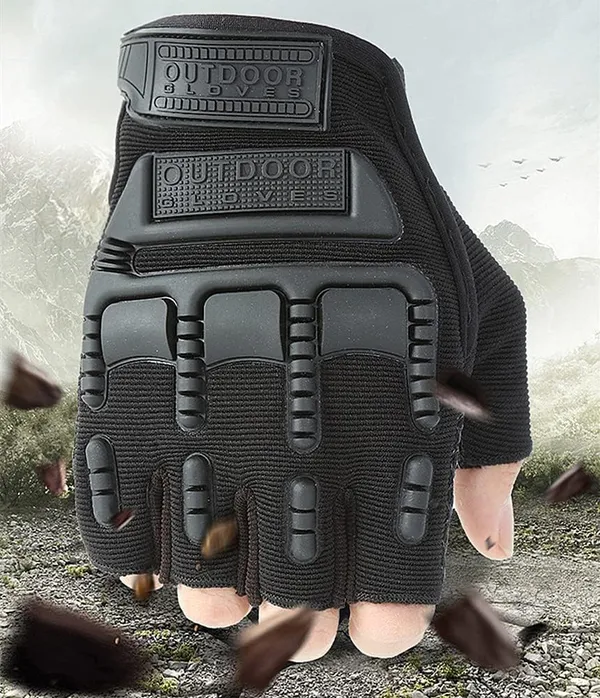 Black_Hard_Shell_Knuckle_Protection_Comfortable_Half_Finger_Design_Style_With_Rubber_Non-Slip_Grip_Durable_Padding_Biker_Gloves_For_Men_And_Women
