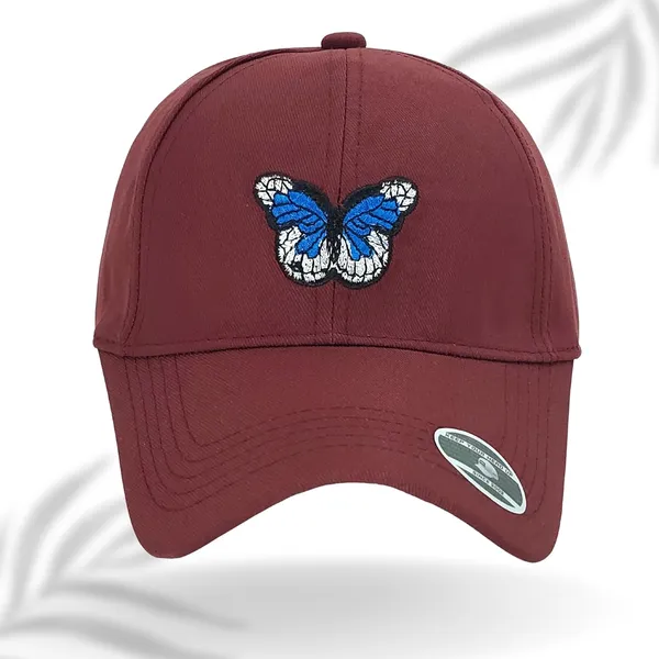 Maroon_Butterfly_Embroidered_Baseball_Cap_For_Men_Women