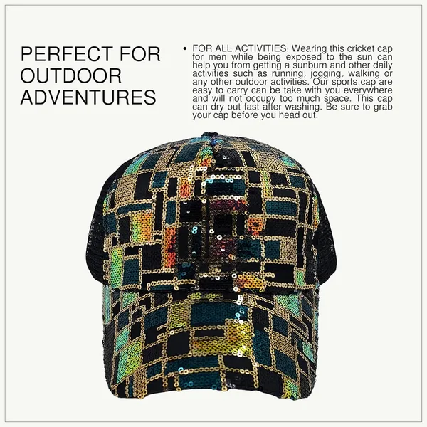 Black_Trendy_Glitter_Decorative_Mesh_Adjustable_Baseball_Cap_For_Girls