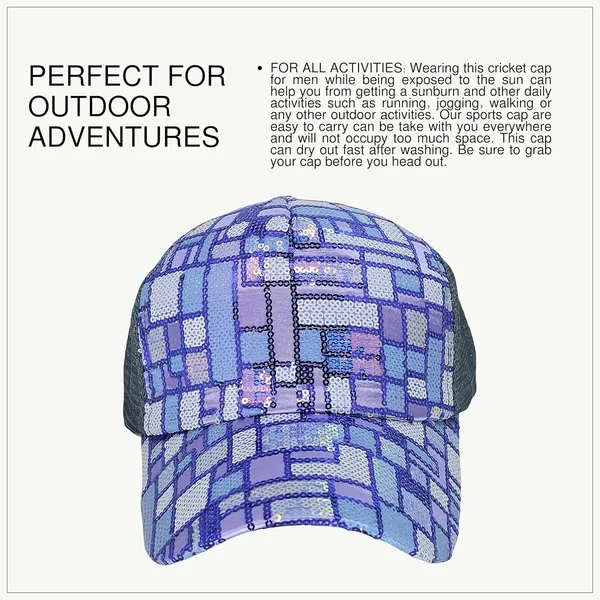 Blue_Trendy_Glitter_Decorative_Mesh_Adjustable_Baseball_Cap_For_Girls