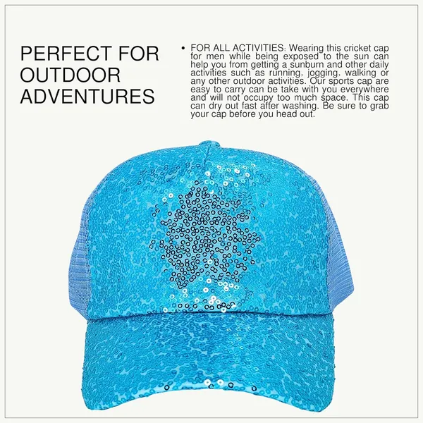 Blue_Trendy_Glitter_Decorative_Mesh_Adjustable_Baseball_Cap_For_Girls