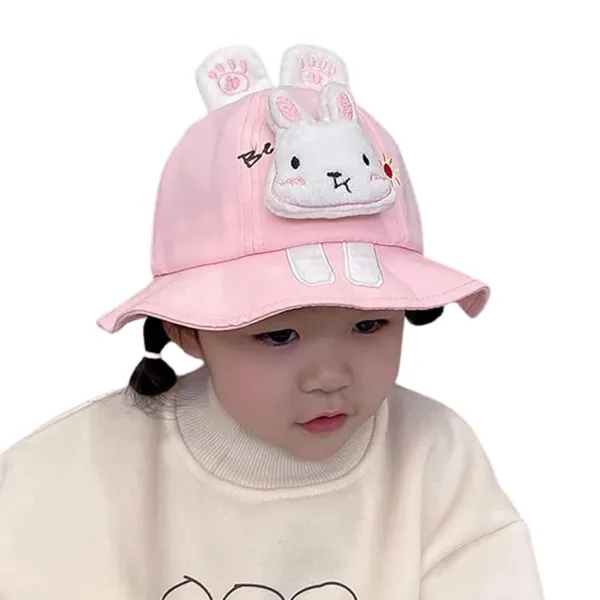 Pink_UV_Sun_Protection_Cartoon_Character_Bucket_Hats_For_Kids