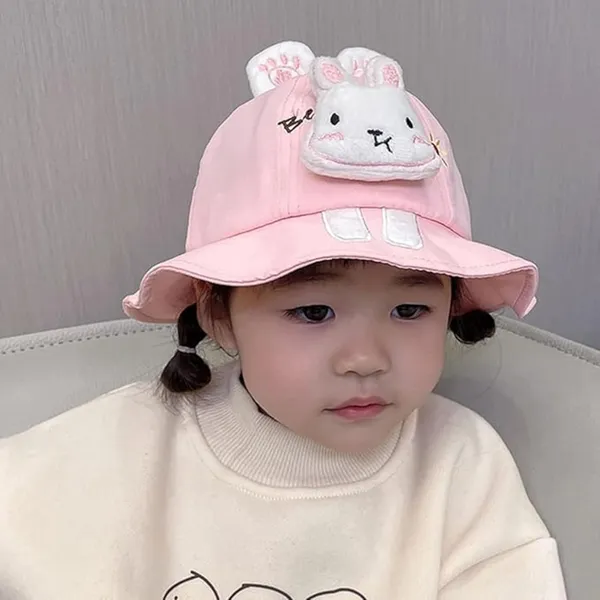 Pink_UV_Sun_Protection_Cartoon_Character_Bucket_Hats_For_Kids