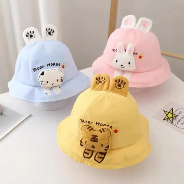 Yellow_UV_Sun_Protection_Cartoon_Character_Bucket_Hats_For_Kids