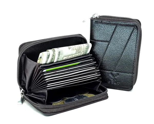 Dark_Chocolate_Pu_Leather_9_Slot_Slim_Rfid_Blocking_Wallet_With_Zipper_Closure