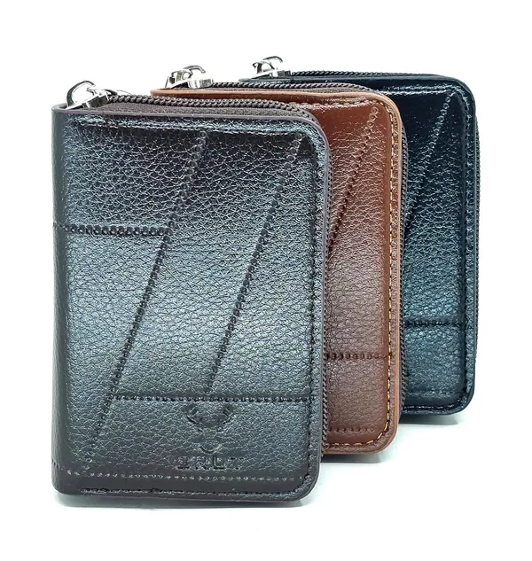 Dark_Chocolate_Pu_Leather_9_Slot_Slim_Rfid_Blocking_Wallet_With_Zipper_Closure
