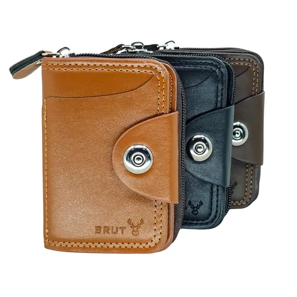 Coffee_Leather_Slim_Rfid_Blocking_Wallet_With_Zipper_&_Snap_Closure