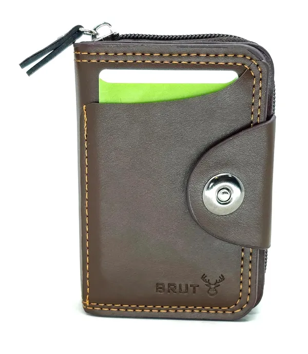 Dark_Chocolate_Pu_Leather_9_Slot_Slim_Rfid_Blocking_Wallet_With_Zipper_Closure