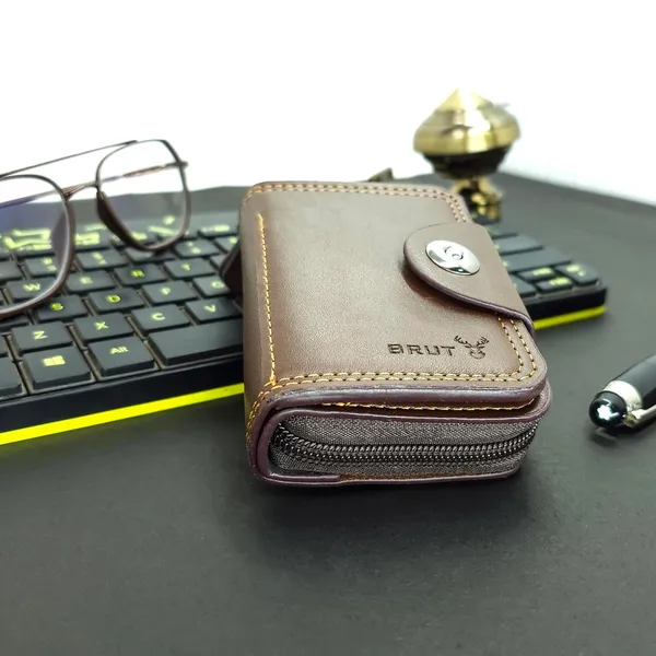 Dark_Chocolate_Pu_Leather_9_Slot_Slim_Rfid_Blocking_Wallet_With_Zipper_Closure
